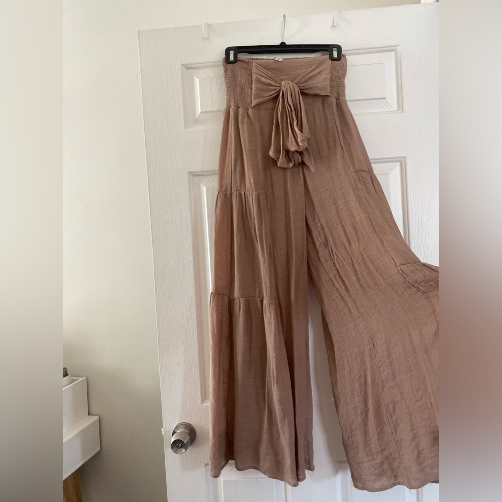 Beachy Flowy S Linen Pants With a Bow